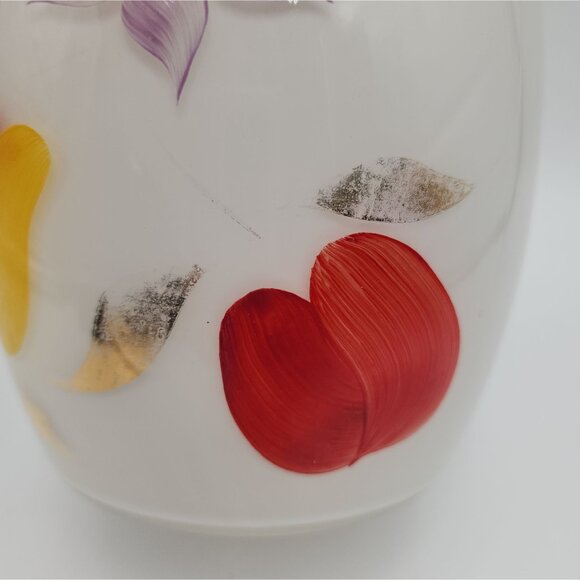 Vintage Bartlett Collins White Gay Fad Canister Cookie Jar Frosted Glass Handpai - Picture 8 of 16